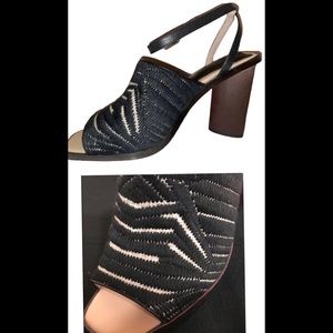 NWOB AD & Daughters “Haddix” Black Square Toe Ankle Strap Sandal Heel. S…
